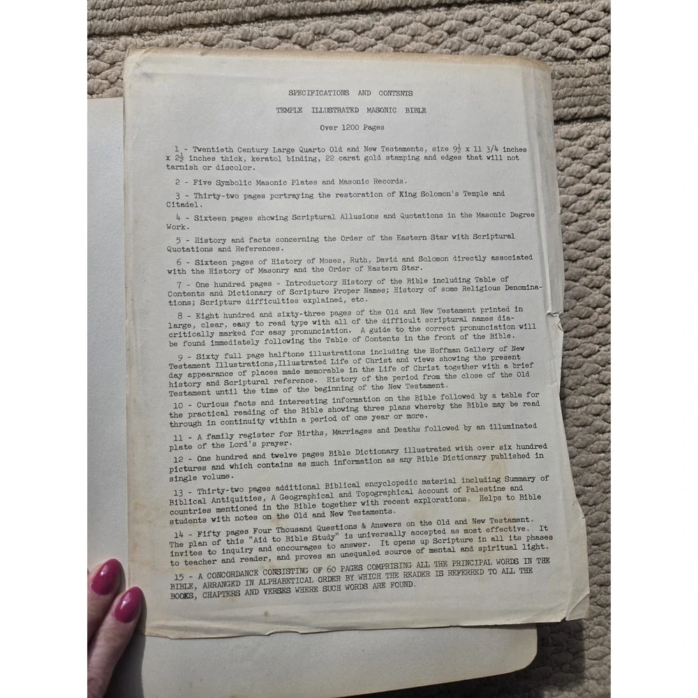 Large Masonic Edition Holy Bible 1932 A.J. Holman Co. 1200+ Pages - Picture 4 of 16